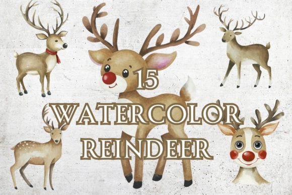 15 Watercolor Reindeer Clip Art Illustrations Review
