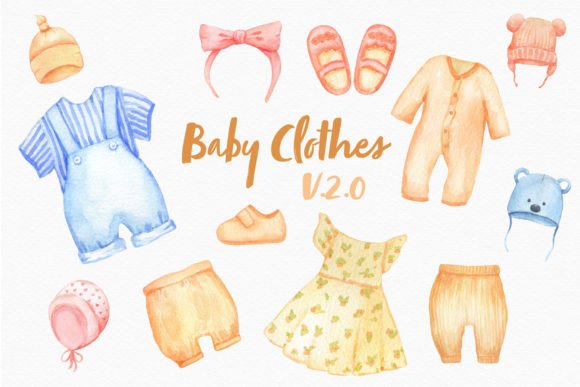 Baby Clothes Watercolor Clipart Png Illustrations