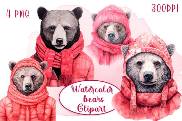 Bears Watercolor Clipart: Illustrations for Branding