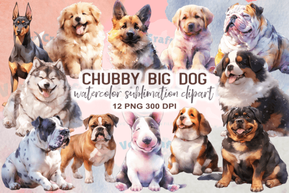 Chubby Big Dog Watercolor Clipart: Illustrations Review