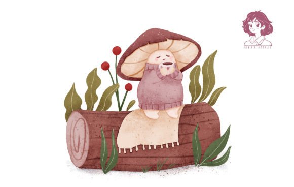 Cozy Mushroom Tea Illustrations for Crafting