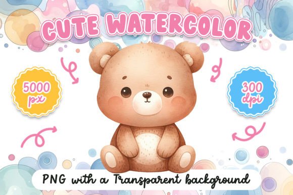 Cute Watercolor Bear in Illustrations Review