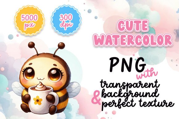 Cute Watercolor Bee with Hot Cocoa Illustrations Review