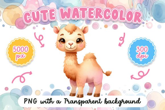 Cute Watercolor Camel Illustrations for Crafters