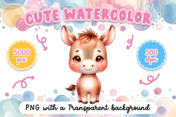 Cute Watercolor Donkey: Illustrations for Branding