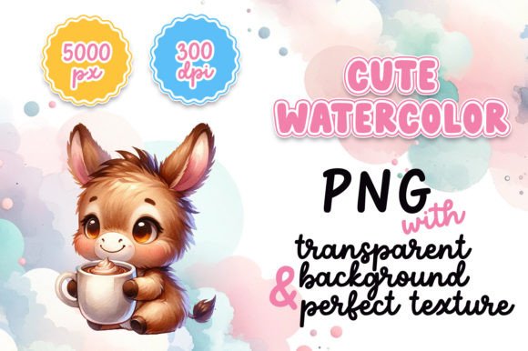 Cute Watercolor Donkey with Hot Cocoa Illustrations Review