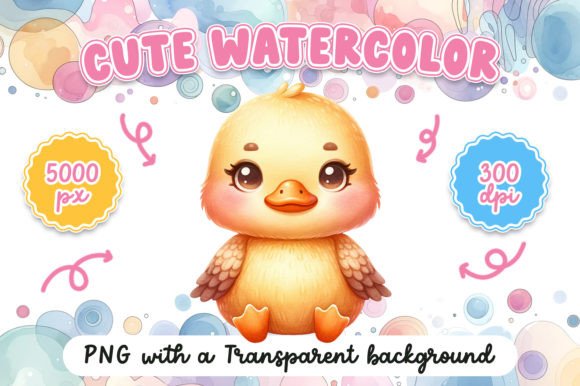 Cute Watercolor Duck Illustrations for Editorial Design