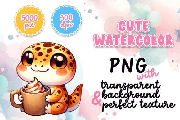 Cute Watercolor Gecko Illustrations for Cozy Crafts