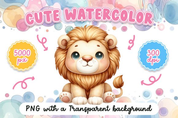 Cute Watercolor Lion: Illustrations for Local Branding