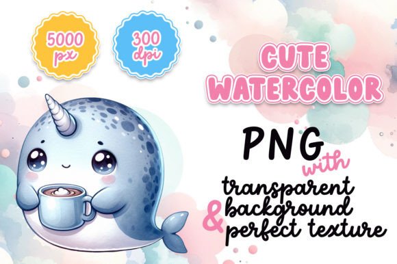 Cute Watercolor Narwhal with Hot Cocoa Review