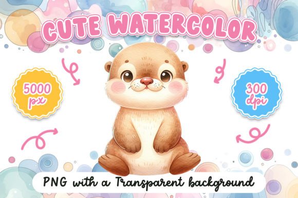 Cute Watercolor Otter Illustrations for Crafters