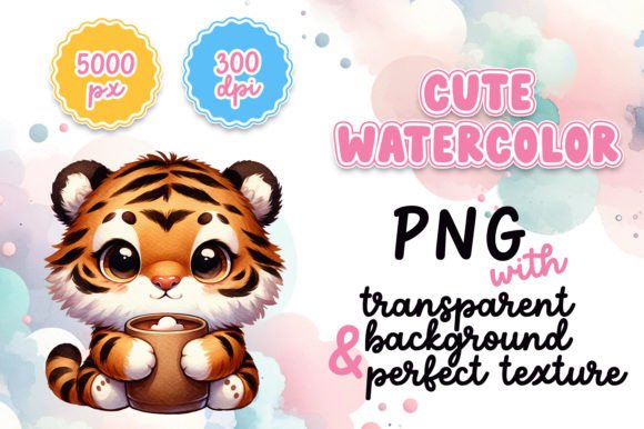 Cute Watercolor Tiger Illustrations for Cozy Branding