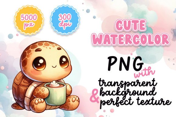 Cute Watercolor Turtle with Hot Cocoa Illustrations Review