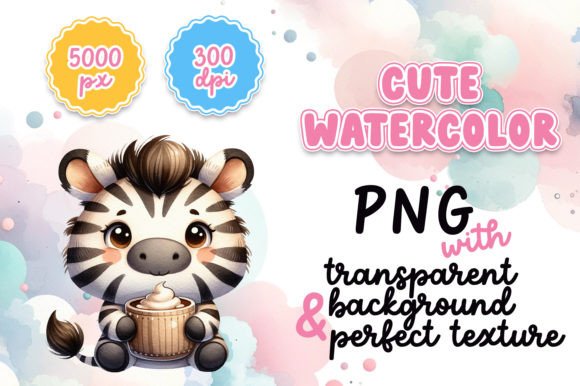Cute Watercolor Zebra with Hot Cocoa Illustrations