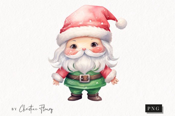 Pastel Watercolor Santa Clipart for Illustrations