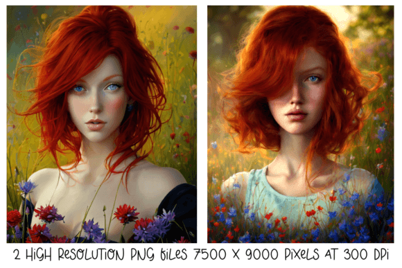 Redhead Watercolor Women Illustrations for Crafting