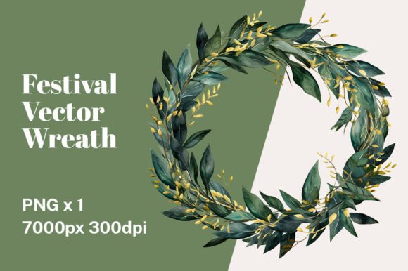 Sage Green Wreath PNG: Illustrations for Local Branding