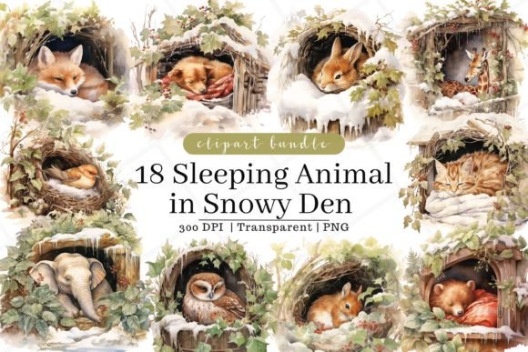 Sleeping Animal in Snowy Den Illustrations Review