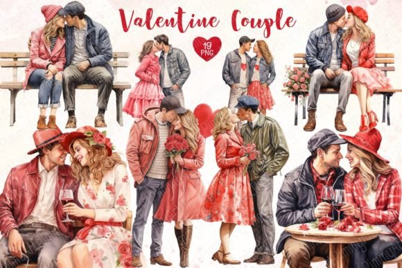 Valentine Couple Watercolor Sublimation Illustrations Review