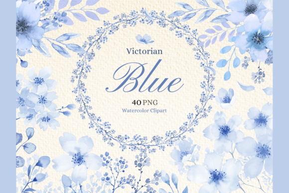 Watercolor Blue Cherry Blossom Elements Review
