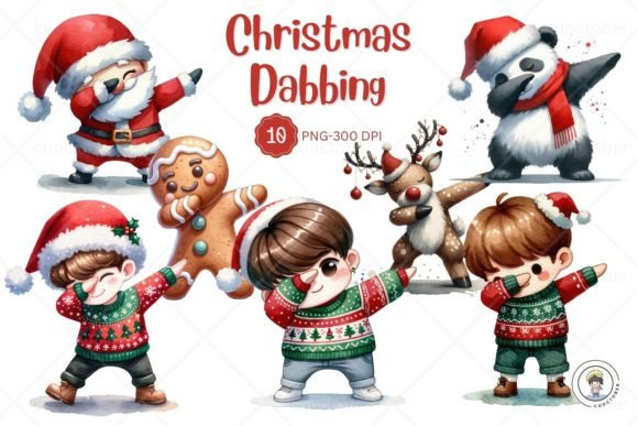 Watercolor Christmas Cute Dabbing Clipart Review