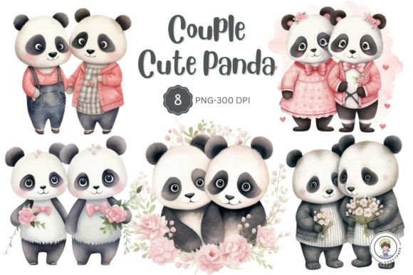 Watercolor Couple Cute Panda Clipart Illustrations Review