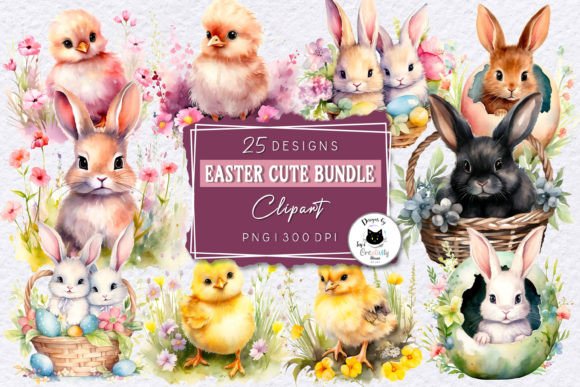 Watercolor Easter Sublimation Bundle: Editorial Illustrations