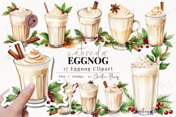 Watercolor Eggnog Clipart: Festive Illustrations for Blogs