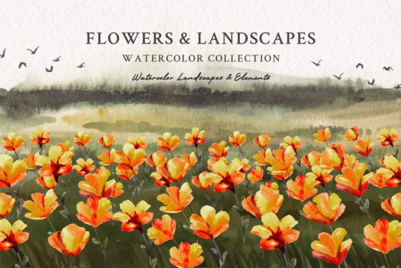Watercolor Flowers Landscapes: Illustrations for Branding