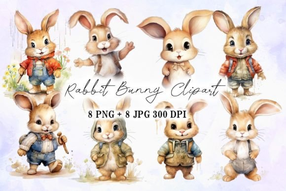 Watercolor Funny Character Rabbit Illustrations for Blogs