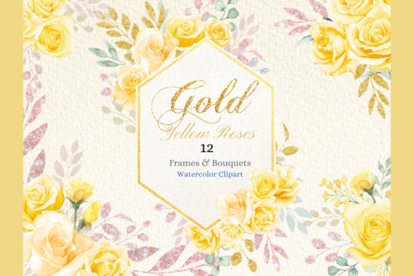 Watercolor Gold Yellow Rose Frames: Illustrations Review