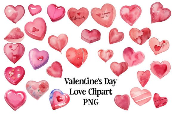 Watercolor Valentine Heart Clipart PNG for Illustrations