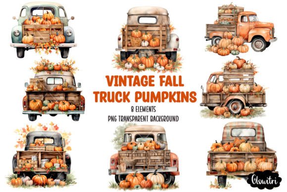 Watercolor Vintage Fall Truck Illustrations Review