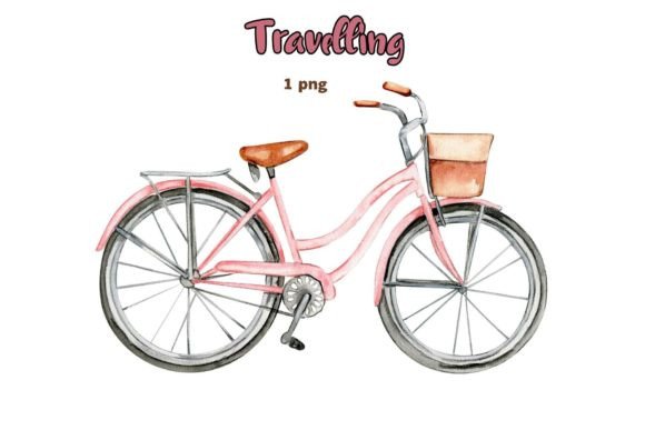 Watercolor Women's Pink Bicycle Illustrations Review